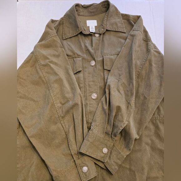 H&M Green Utility Oversized Shacket Size XS - Picture 9 of 13